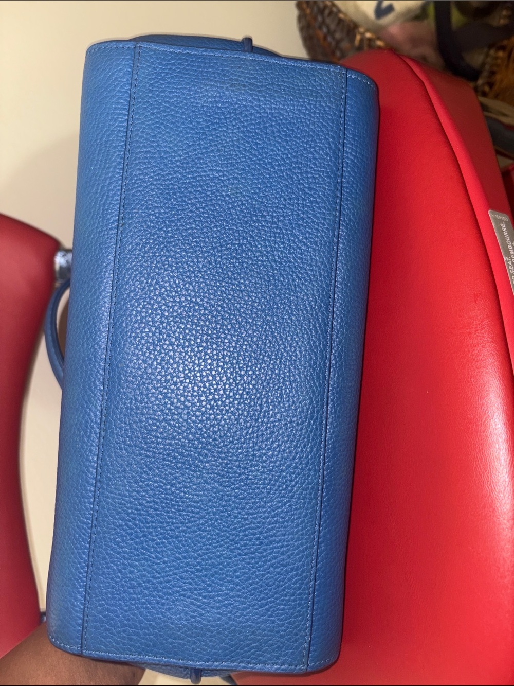 Coach Blue Leather Satchel w/Gold Hardware size of speedy 25 w/ crossbody strap - Picture 11 of 15